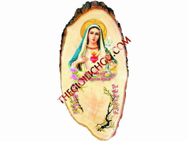 Lịch gỗ tết treo tường đức mẹ maria